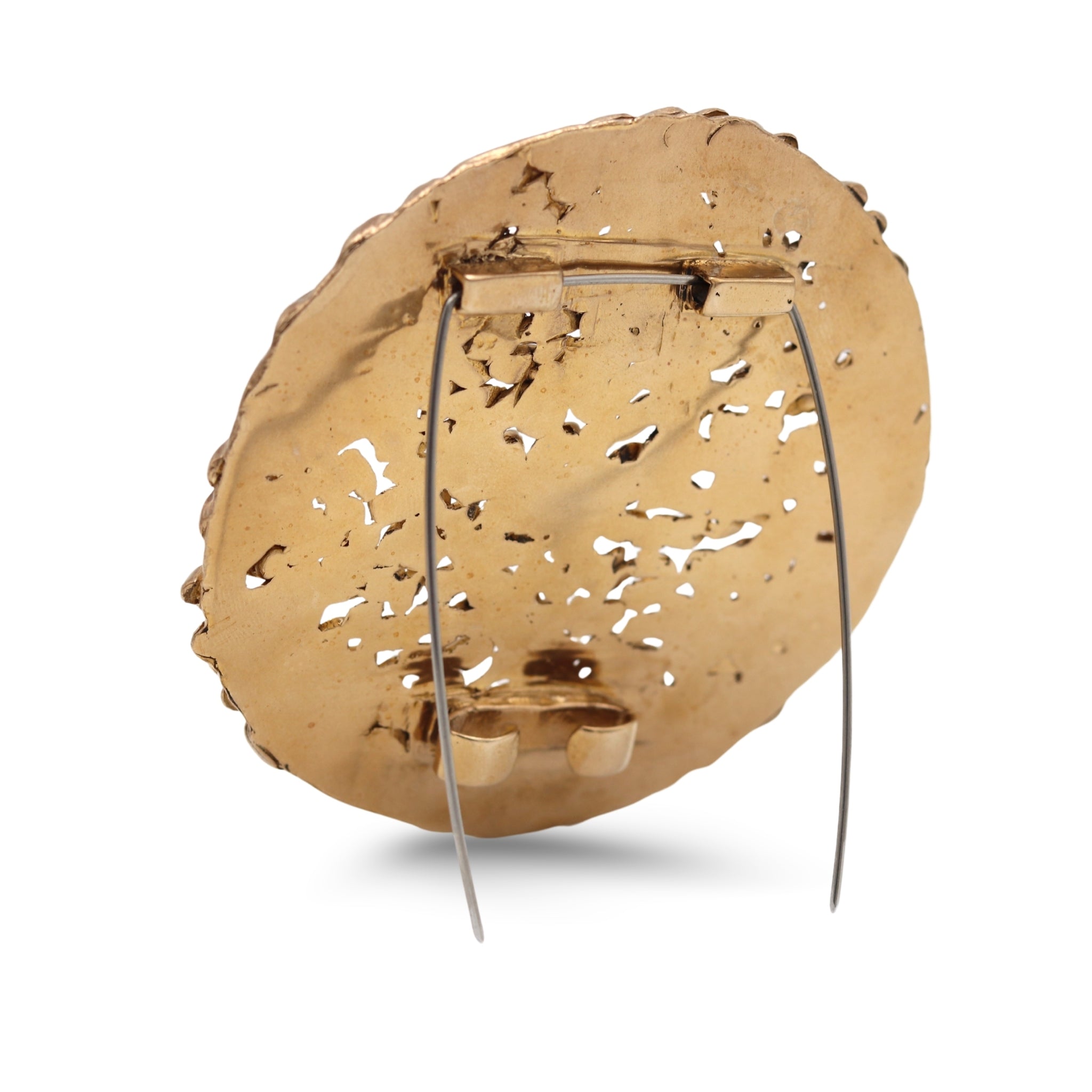 Bronze and Steel Caddis Texture Statement Brooch