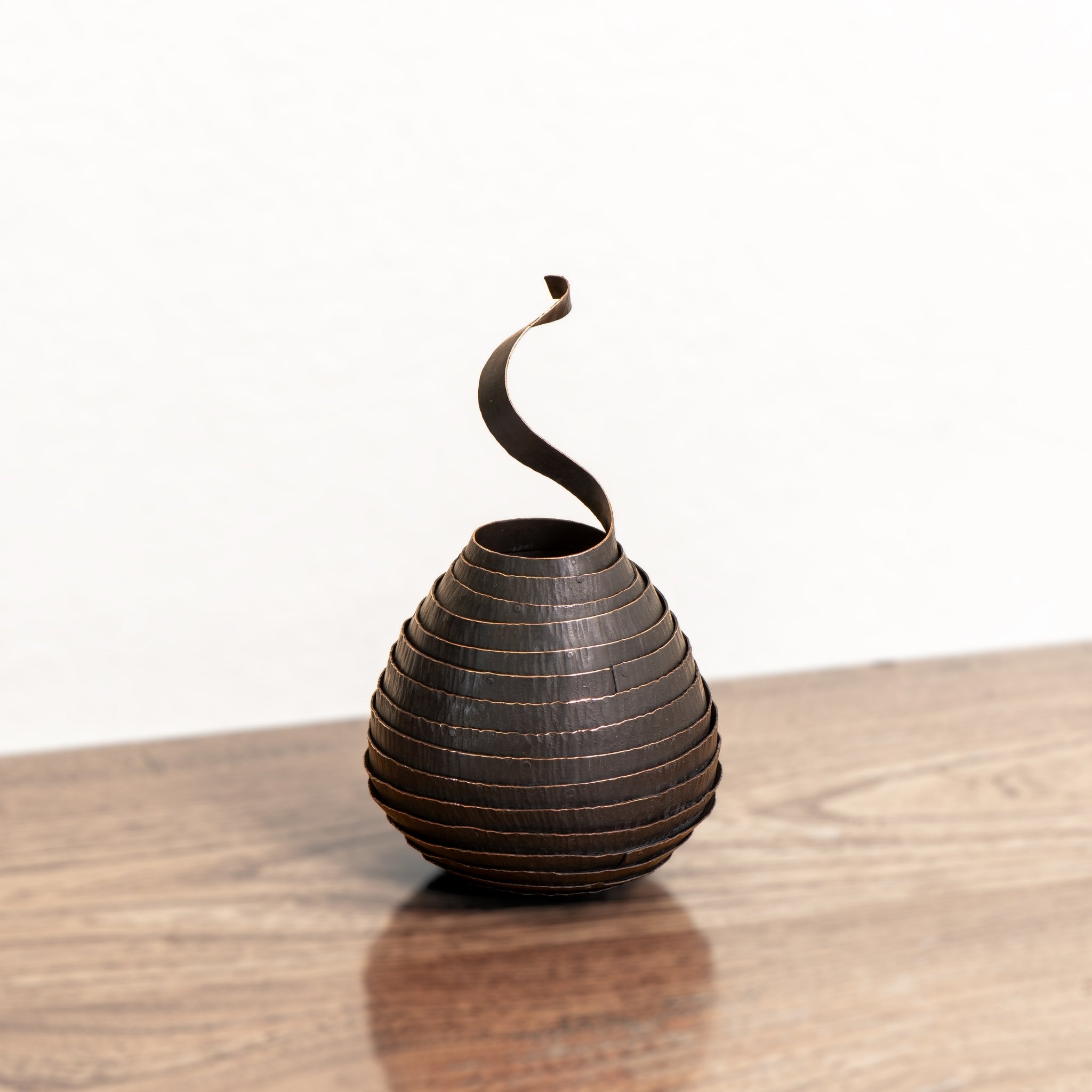Transcendence Hollow Form 0 in Hammered Copper
