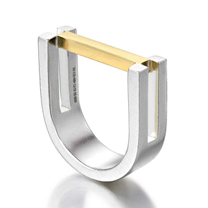 Golden Brick Ring in 9ct Gold and Sterling Silver