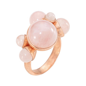 Rose Gold Vermeil Cluster Ring with Rose Quartz