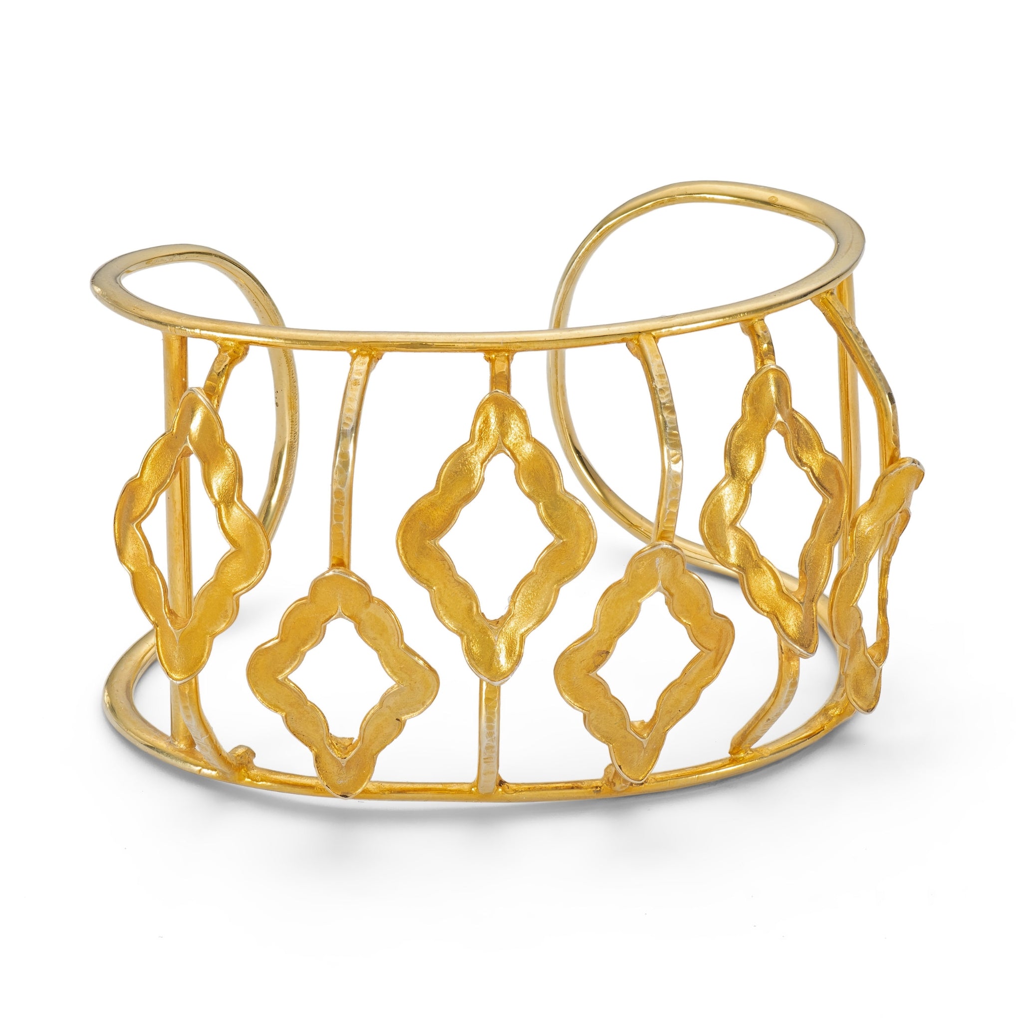 Gold Lattice Arcade Cuff in Silver with Gold-Plate