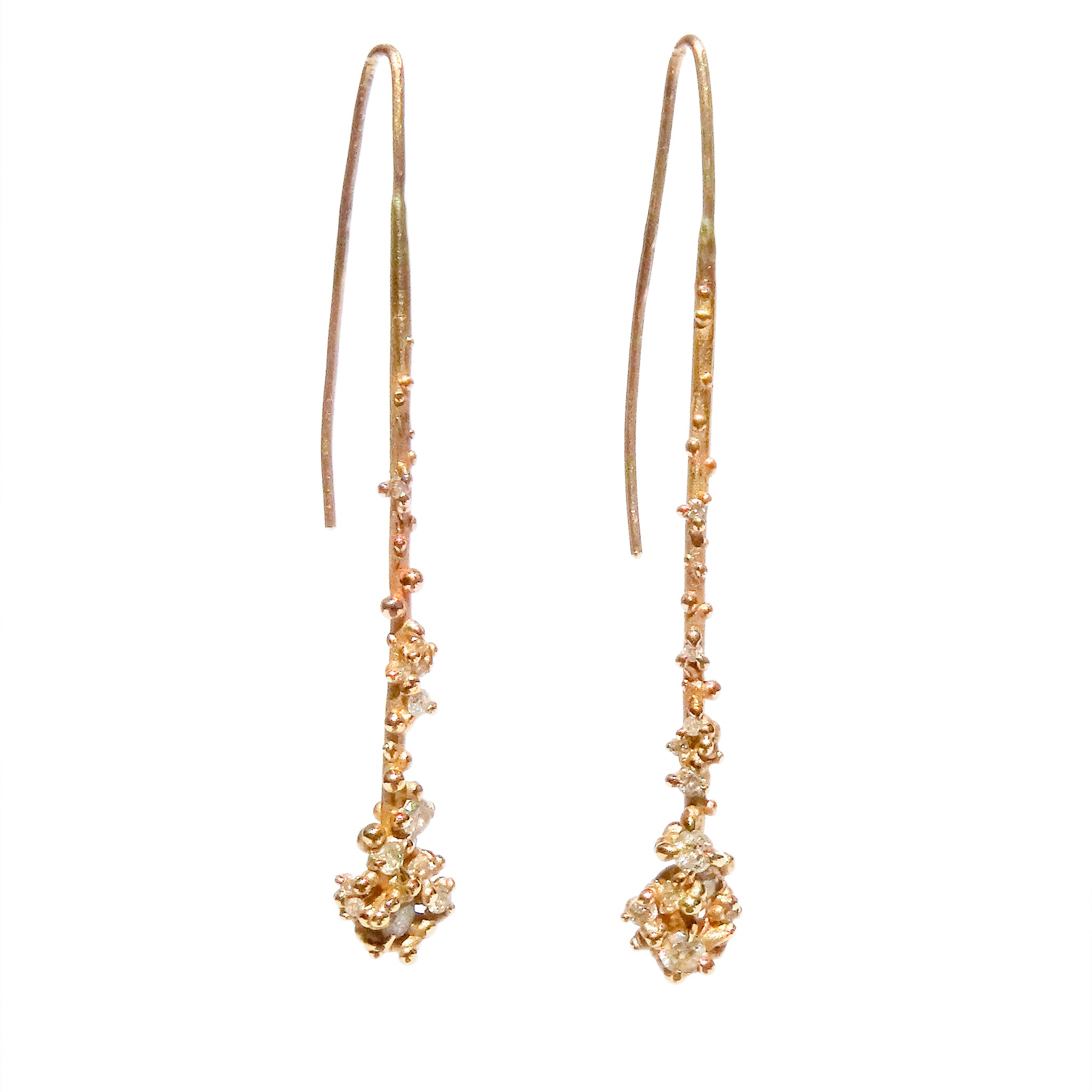 9ct Solid Gold Comet Earrings with Grey Diamonds