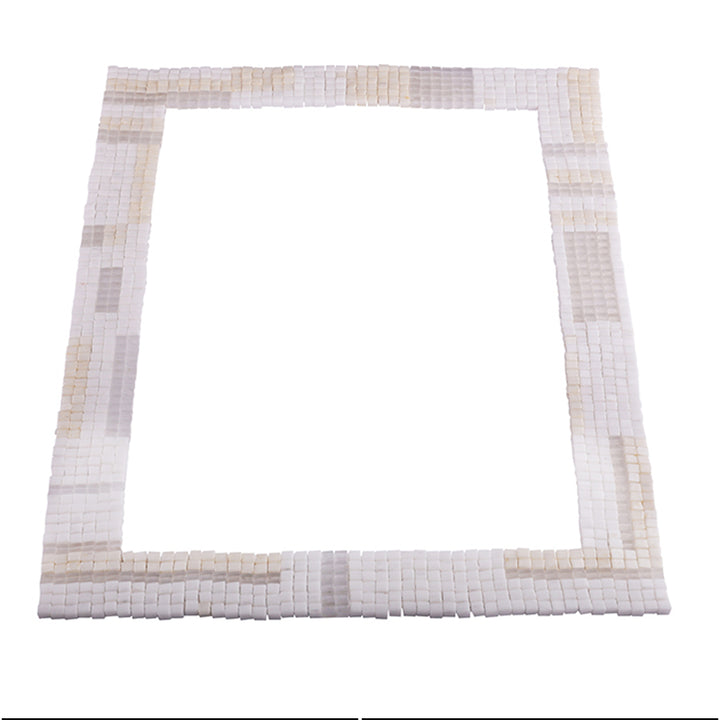 Square Formed Nwene Glass Bead Necklace in White