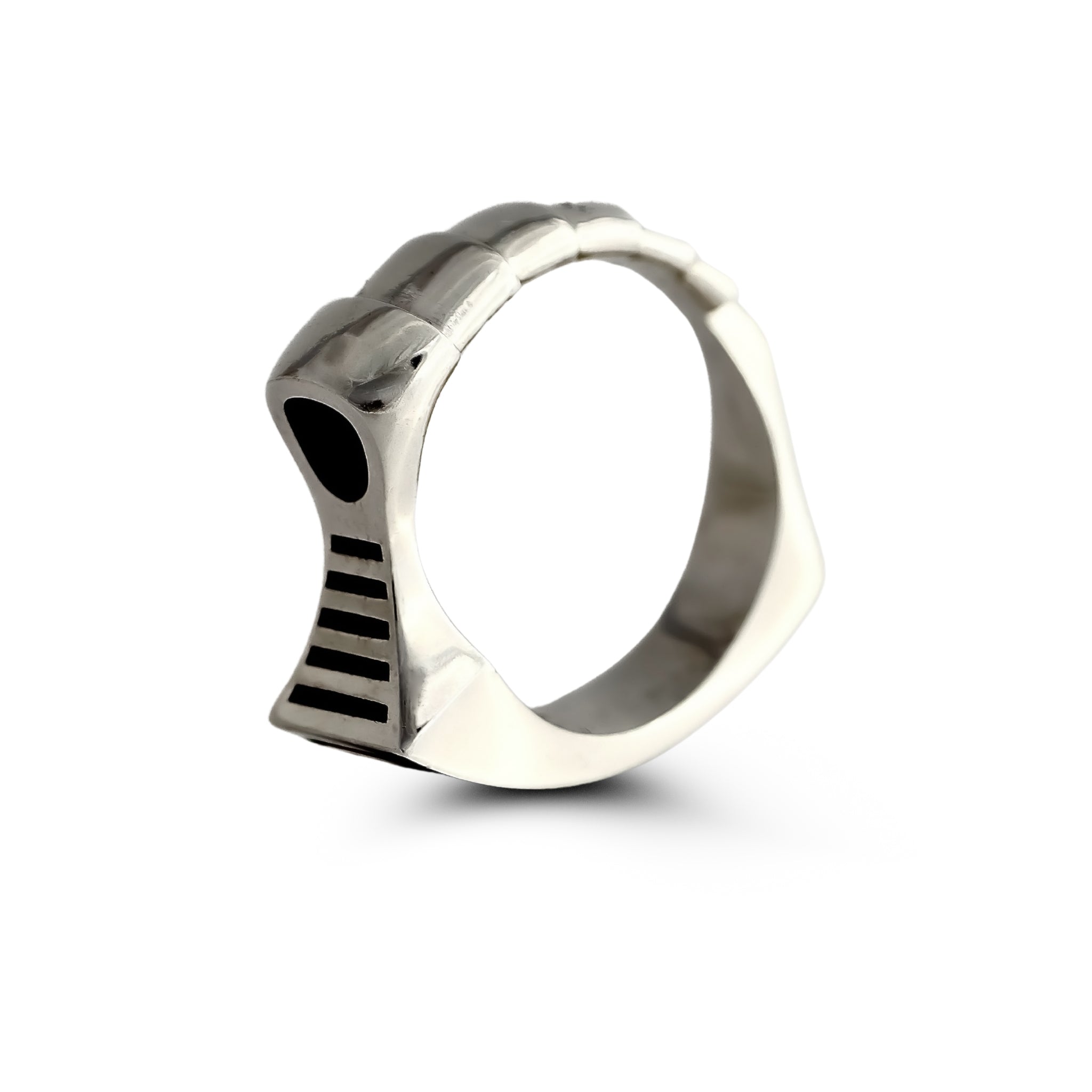 Bio Mech CAD Ring Cast in Solid Sterling Silver