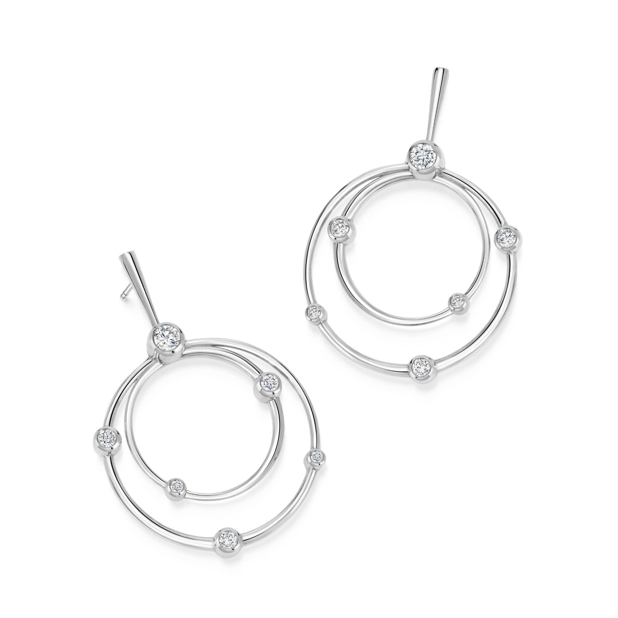 18ct White Gold Constellation Hoop Earrings