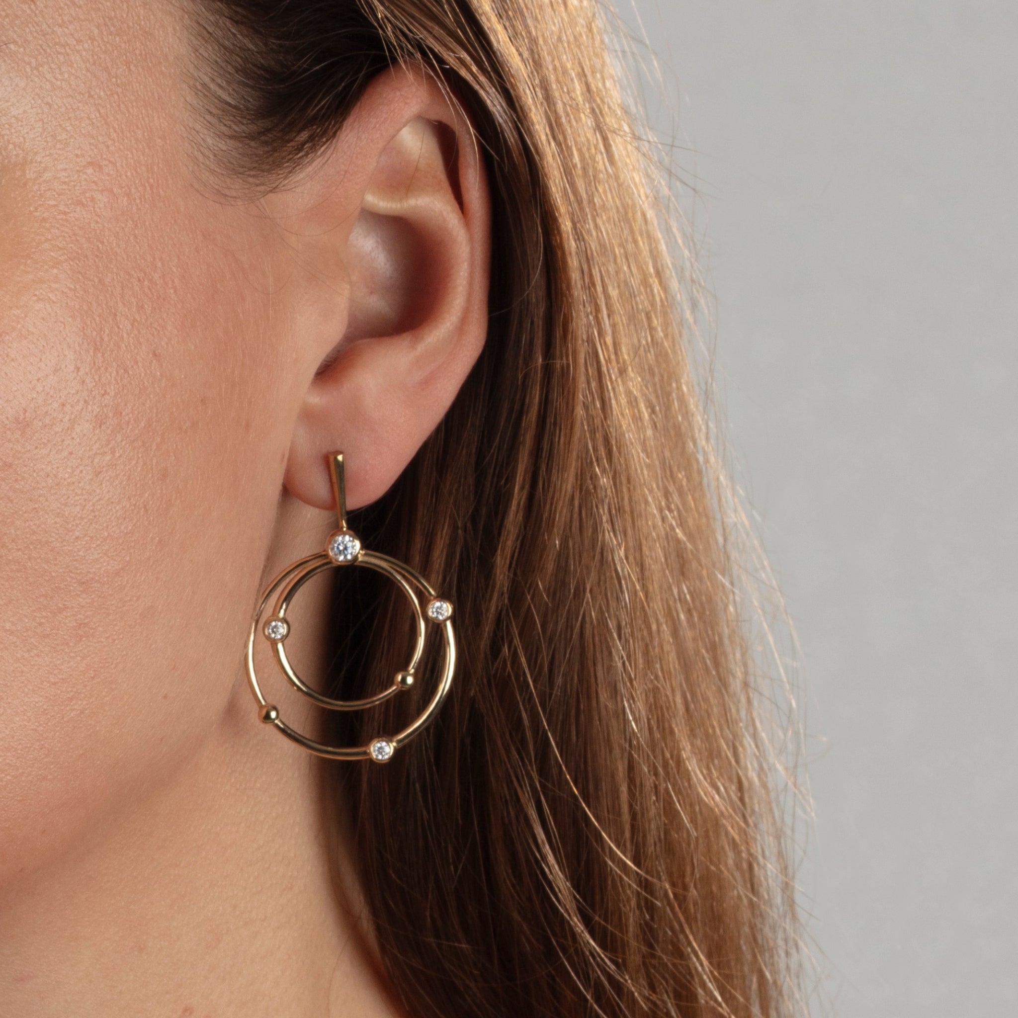 18ct White Gold Constellation Hoop Earrings