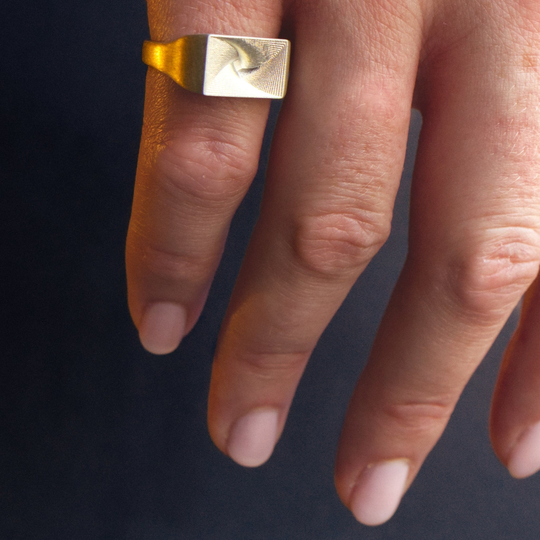 Rectangle Spiral Ring Cast in Sterling Silver