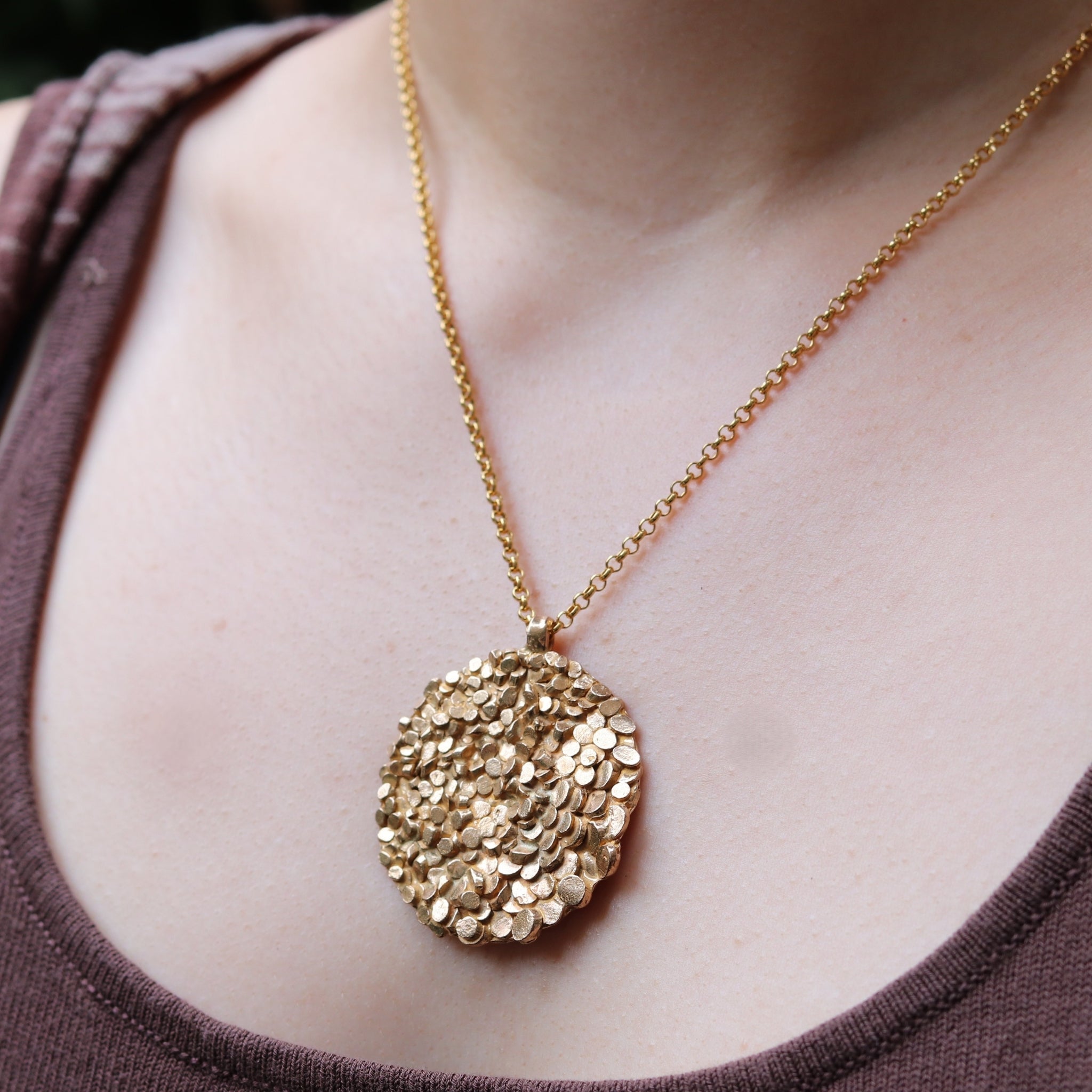 Icelandic Basalt Sun Pendant Cast in Bronze