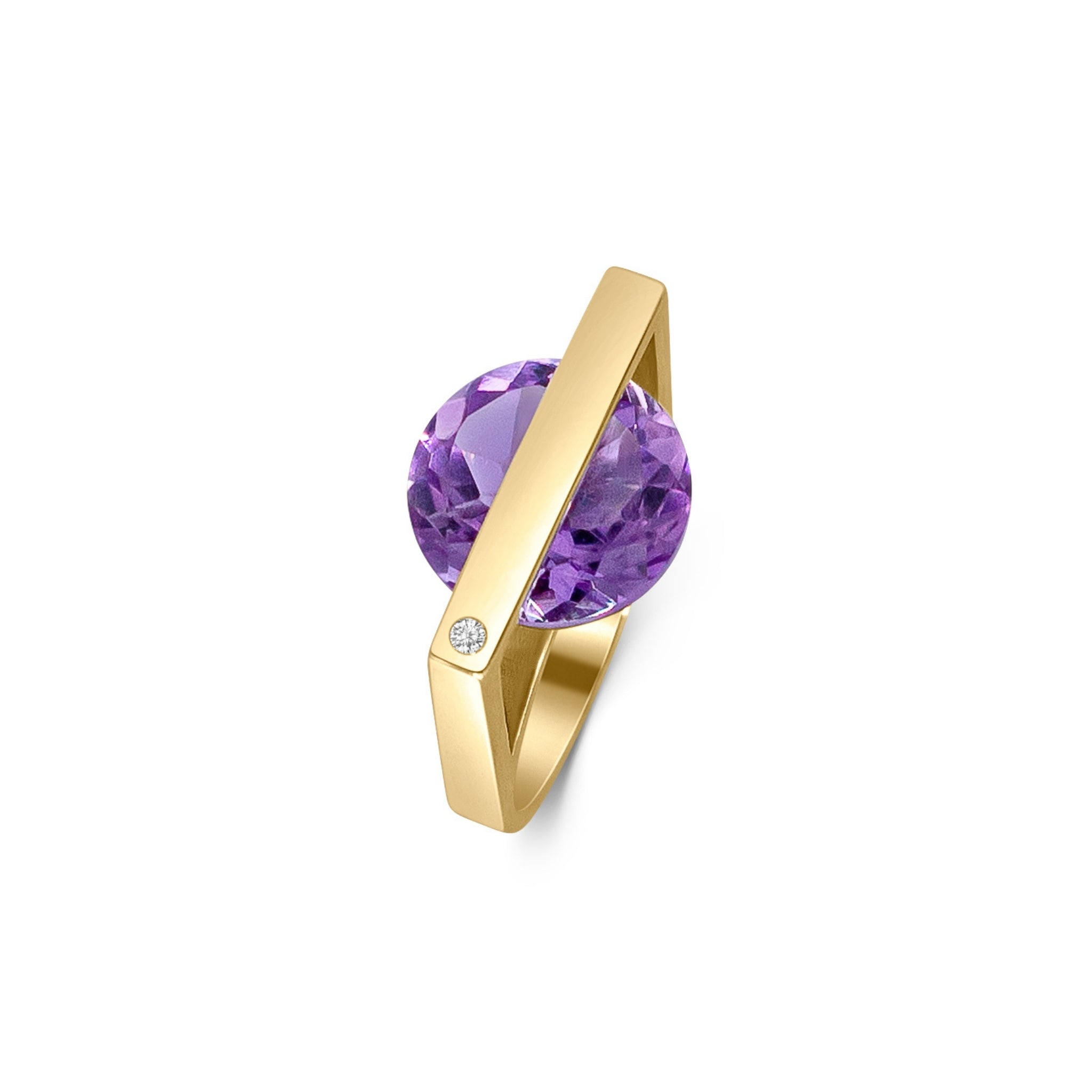 Silver, Amethyst and Diamond Tension Setting Ring