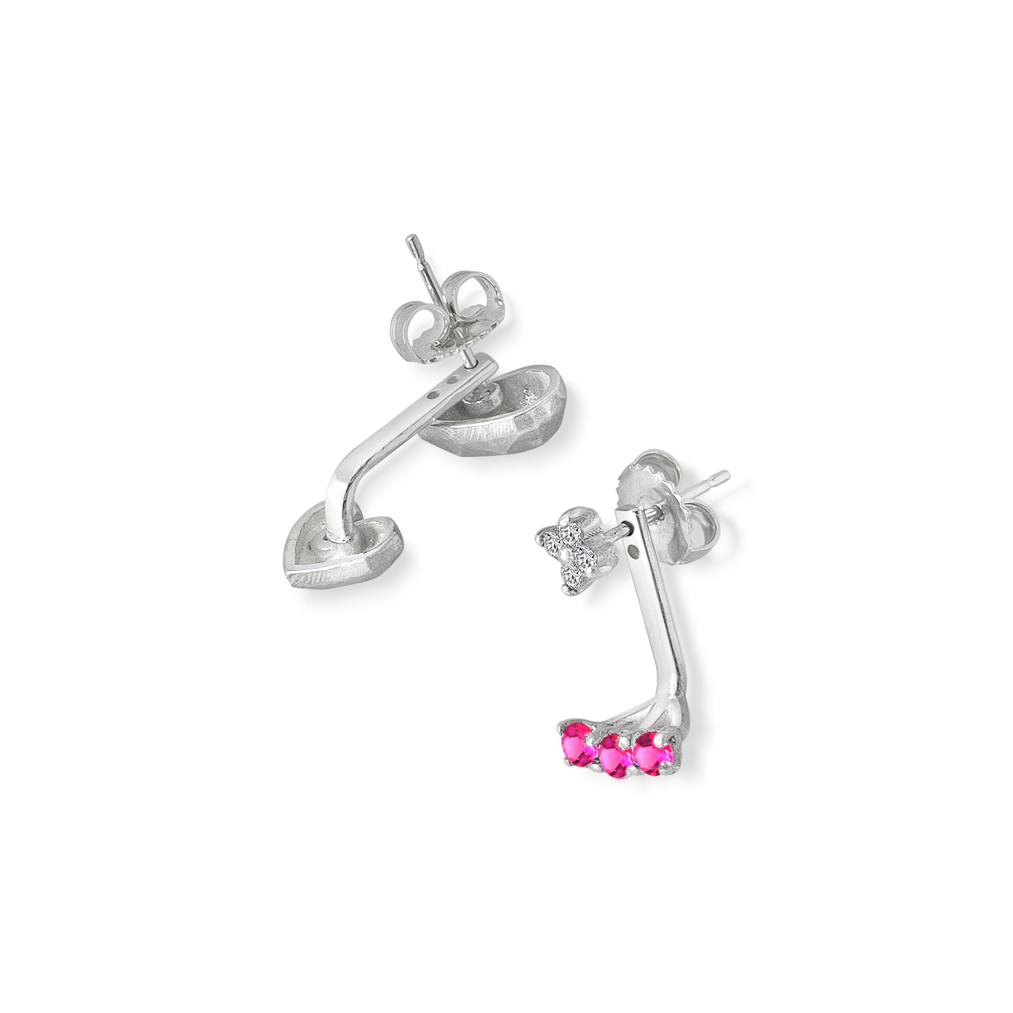 Mismatched Pepita Earrings in Silver with Gems