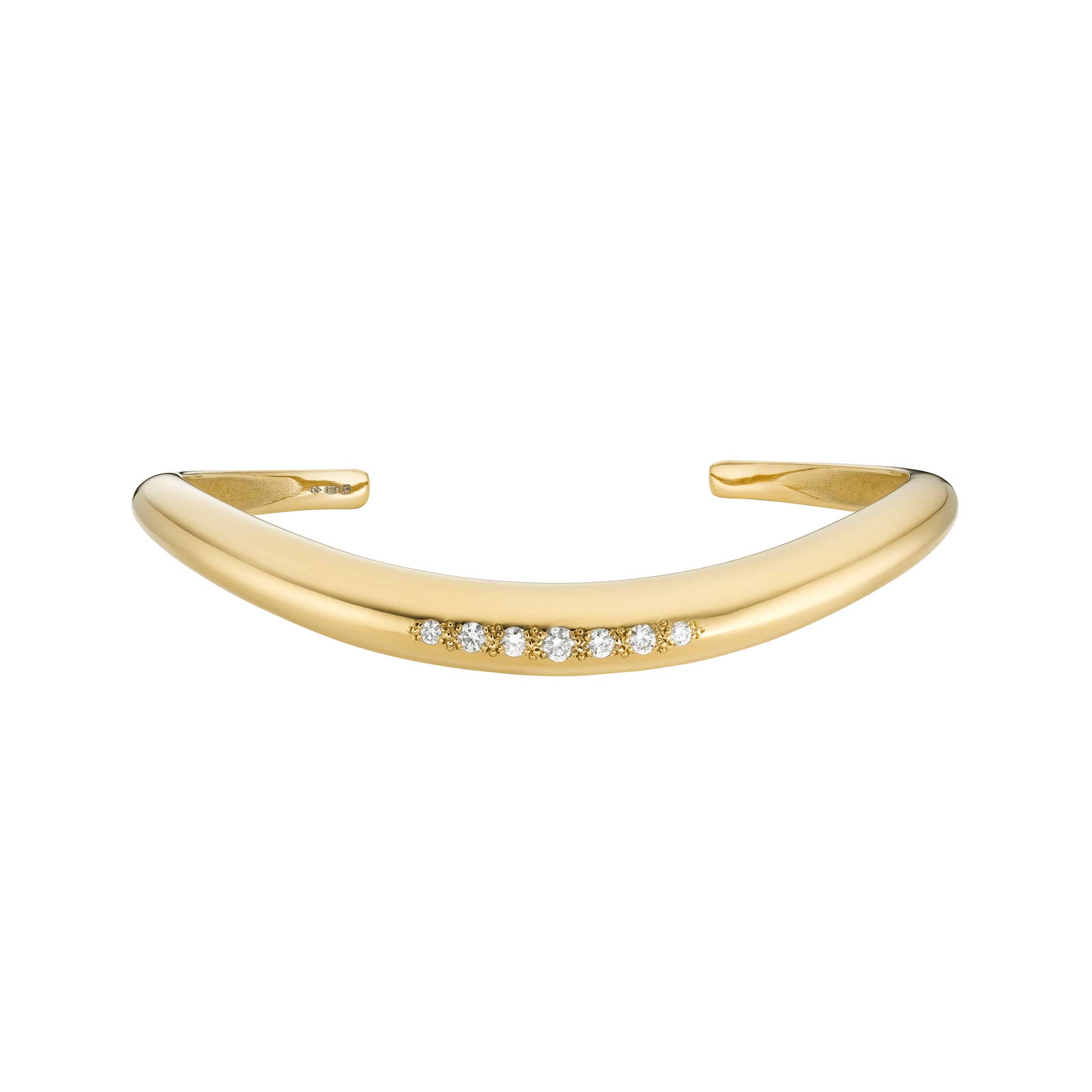 Wave Bangle in Yellow Gold Vermeil with Diamonds