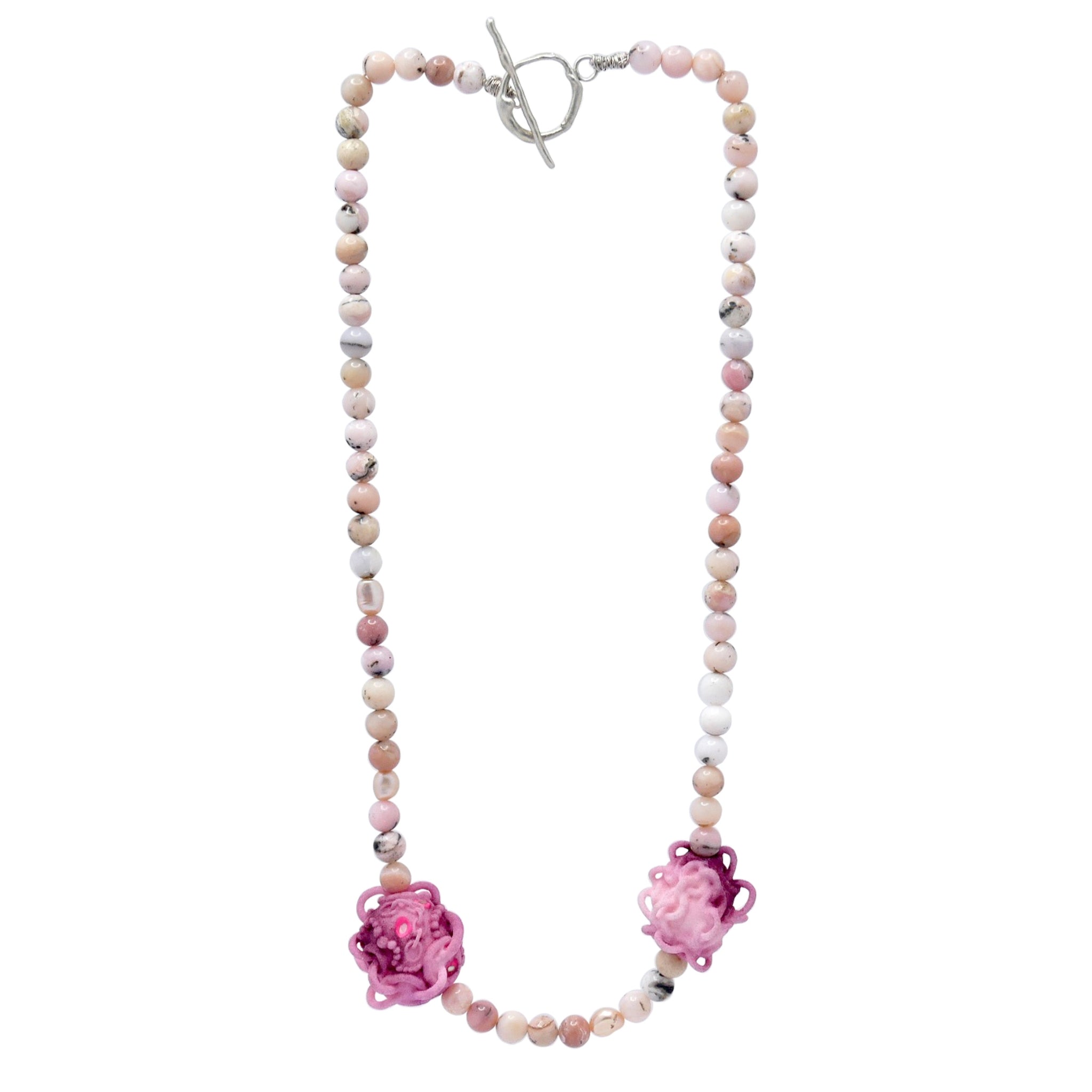 Pink Opal Necklace with Freshwater Pearls