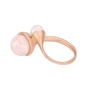 Rose Quartz and Rose Gold Vermeil Duo Ring