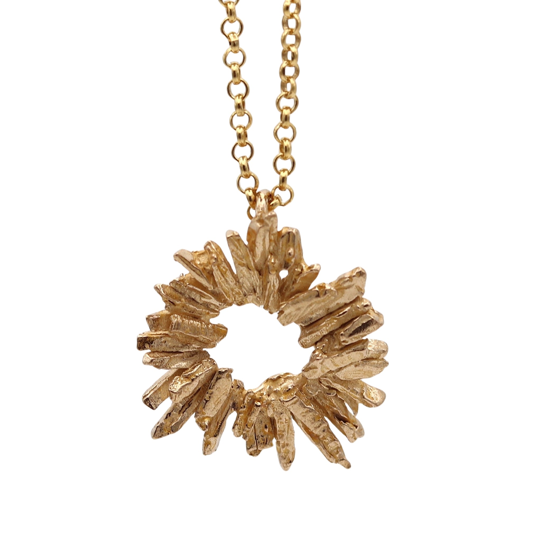 Icelandic Basalt Sun Pendant Cast in Bronze