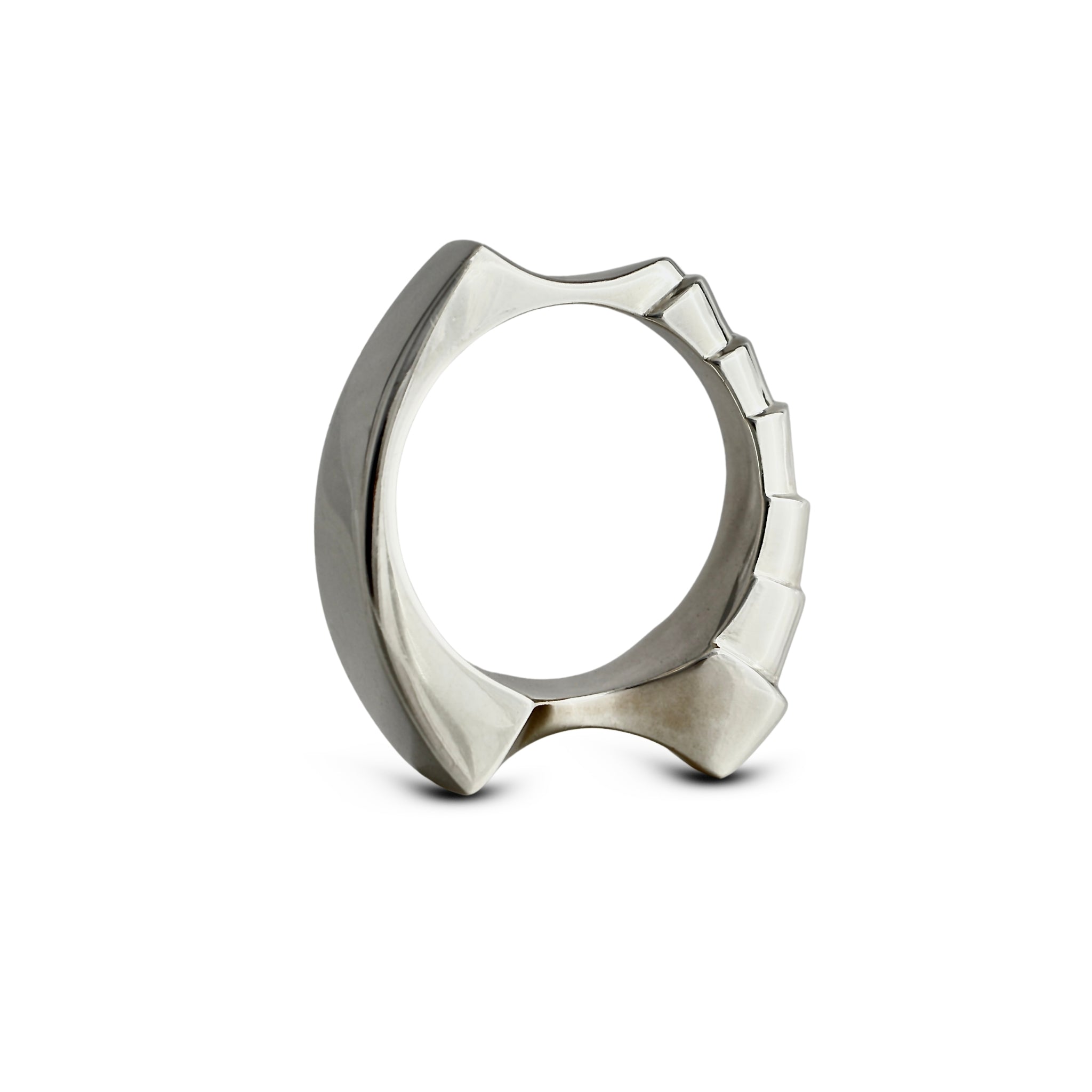Carved Bio Mech Ring Cast in Solid Sterling Silver