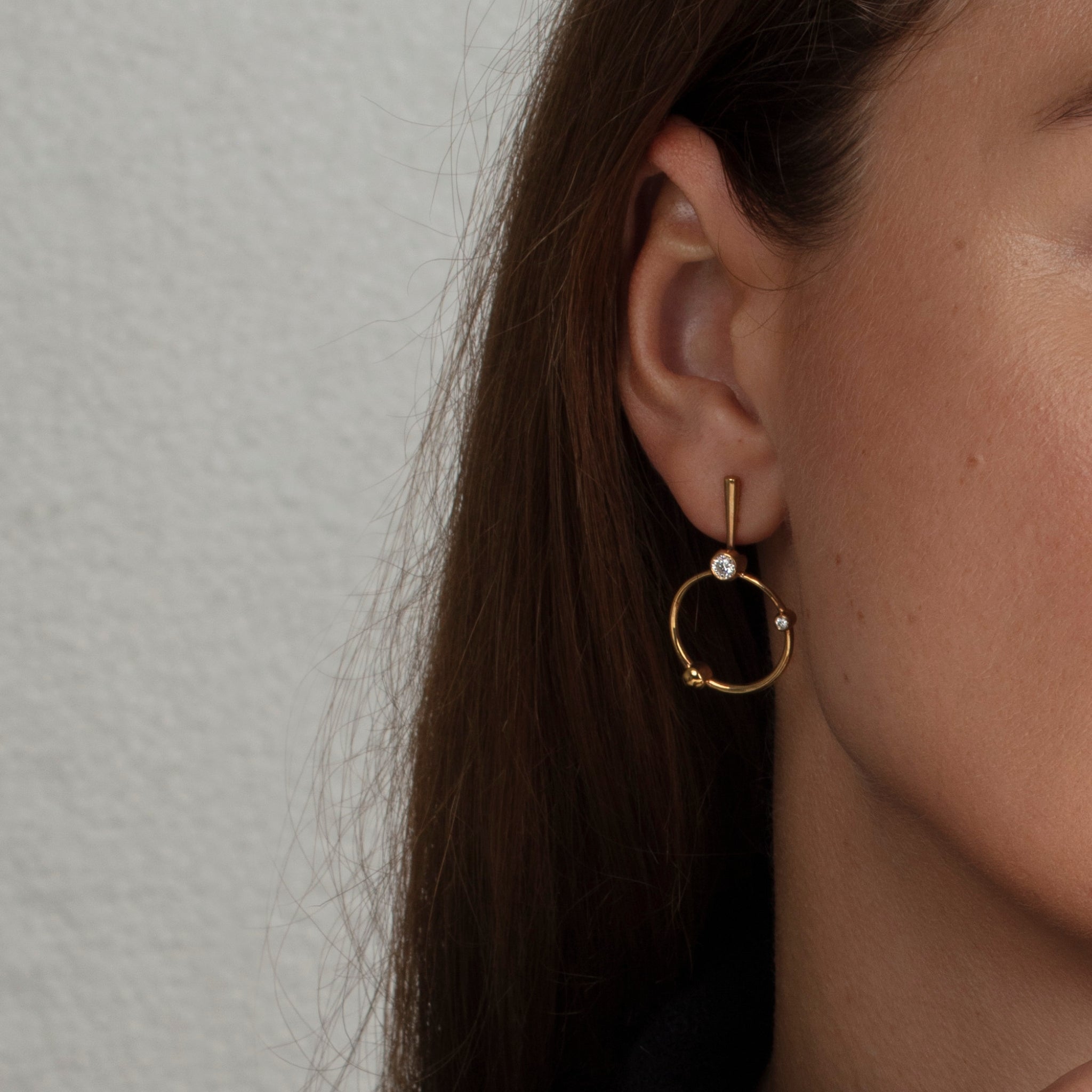 Orbit Hoop Earrings in 18ct Gold with Diamonds