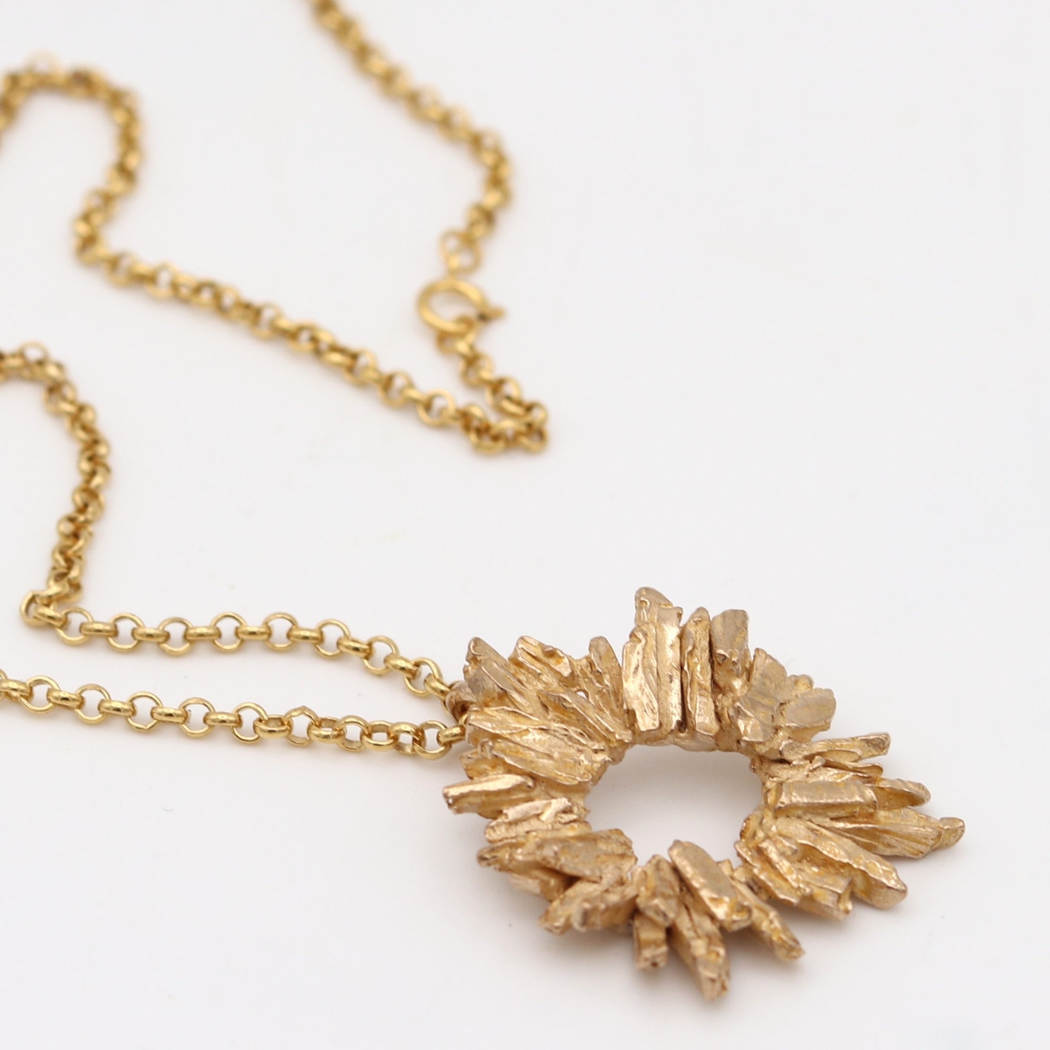 Icelandic Basalt Sun Pendant Cast in Bronze