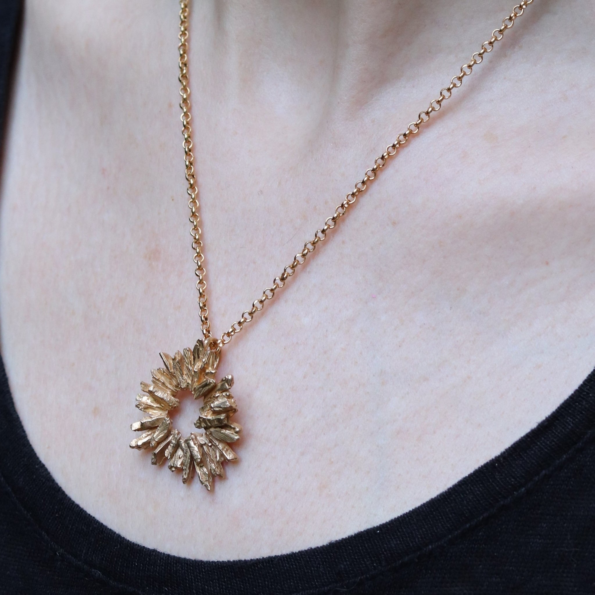 Icelandic Basalt Sun Pendant Cast in Bronze