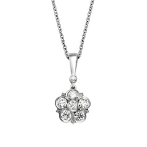 Old-Cut Diamond and Platinum Rose Pendant