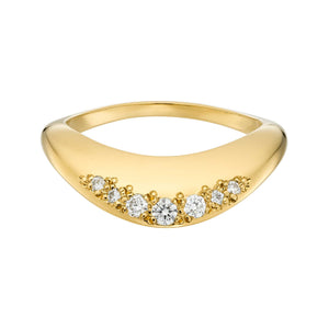 Wave Ring in Yellow Gold Vermeil and Diamonds