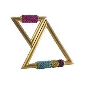 Double Equilateral Triangle Brooch in Plated Brass