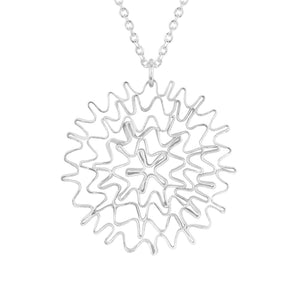 Large Pleated Sterling Silver Pendant on Chain