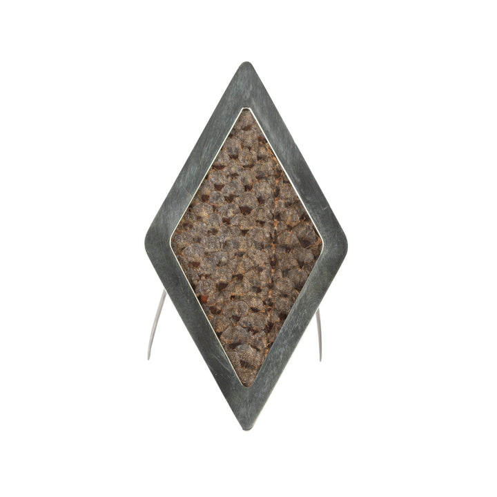 Sterling Silver and Leather Sea Diamond Brooch