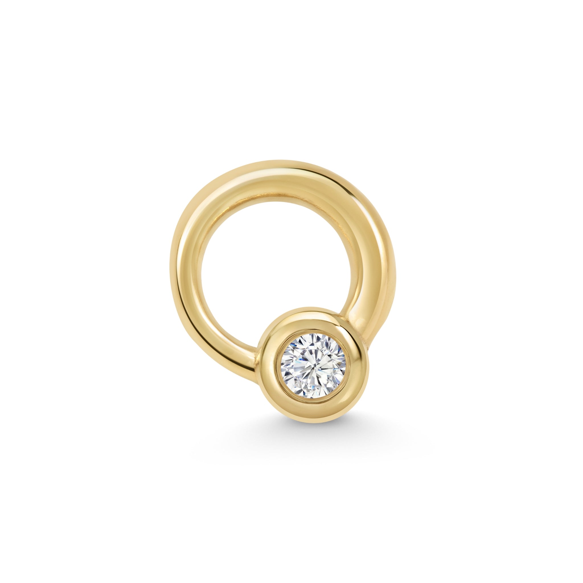 Yellow Gold Orbit Mini Stud Earring with Diamonds
