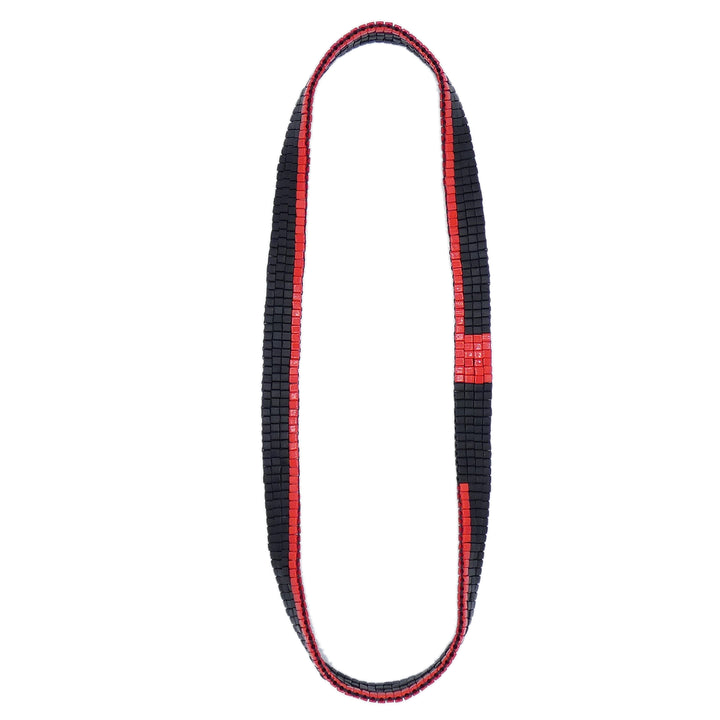 Black and Red Nwene Glass Beaded Necklace