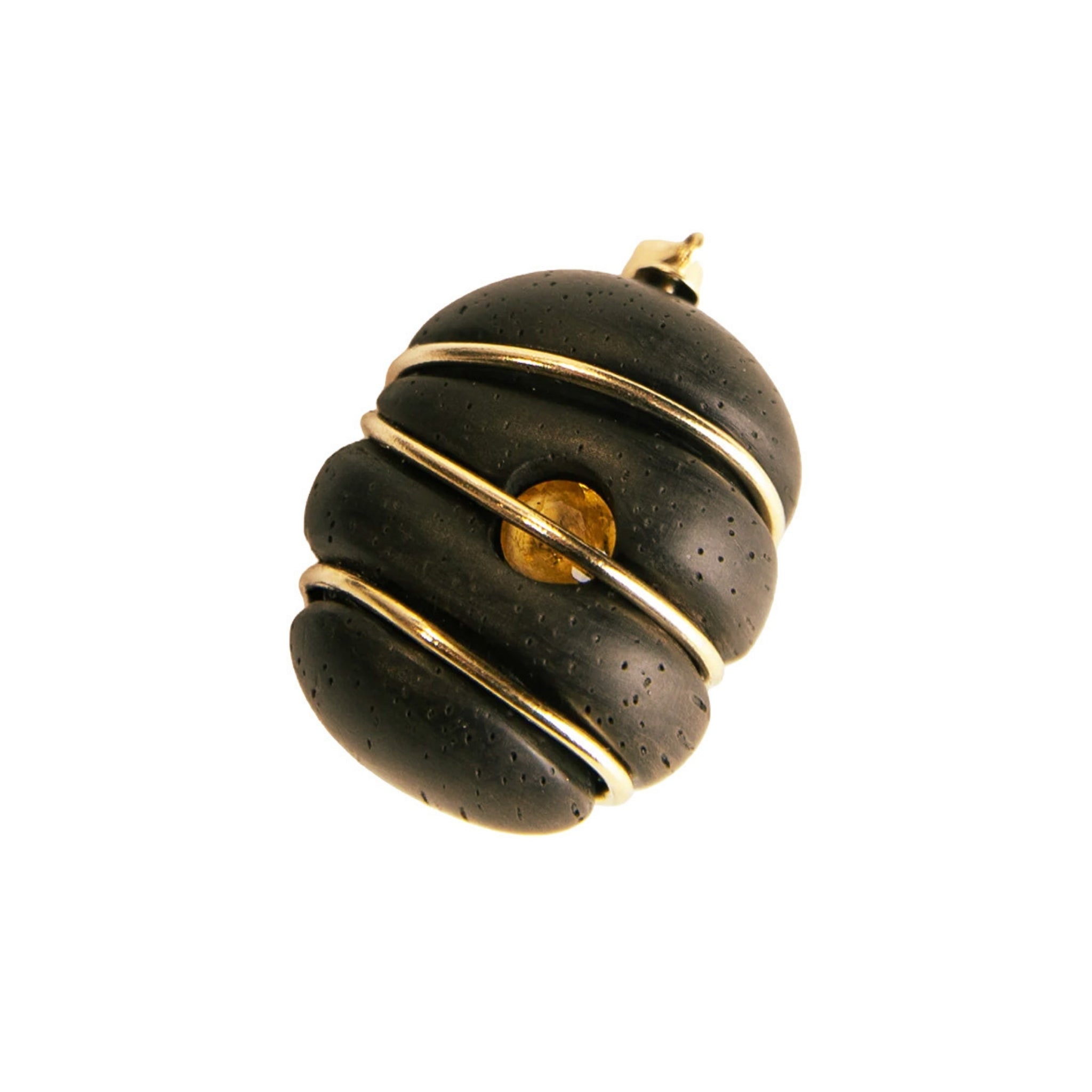 Citrine and Jacarandá Wood Pendant with 9ct Gold