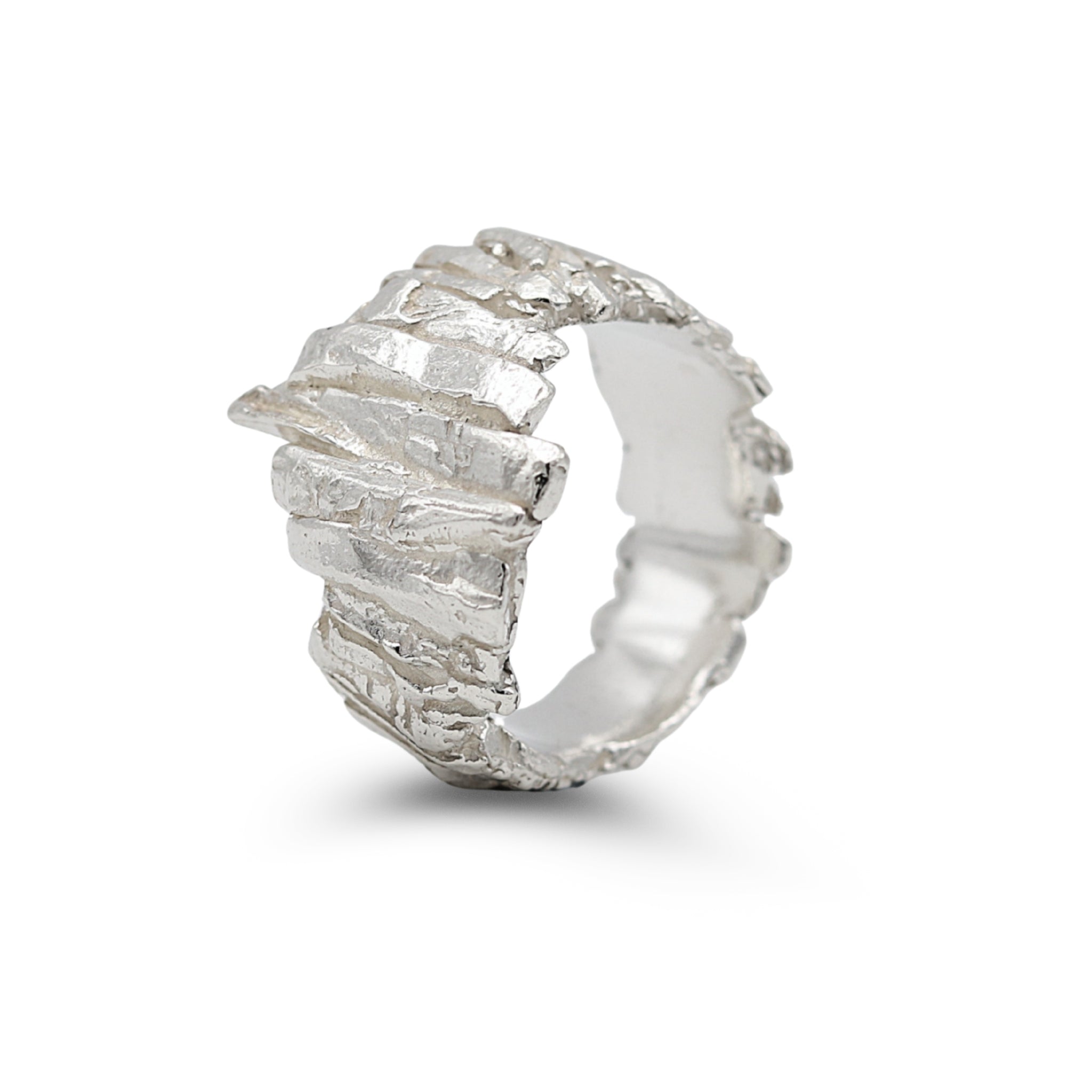 Sterling Silver Wide Icelandic Cast Basalt Ring