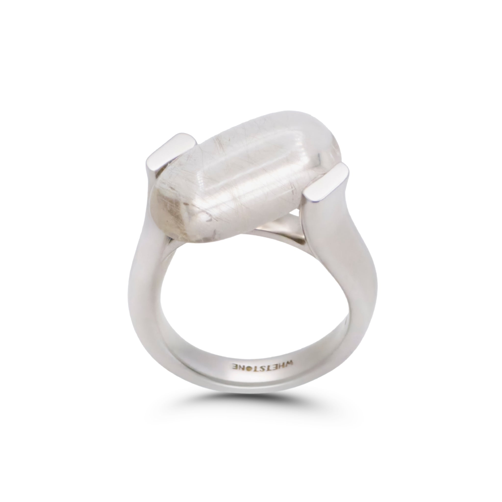 18ct Gold-Plated Silver and Quartz Shimmer Oval Ring
