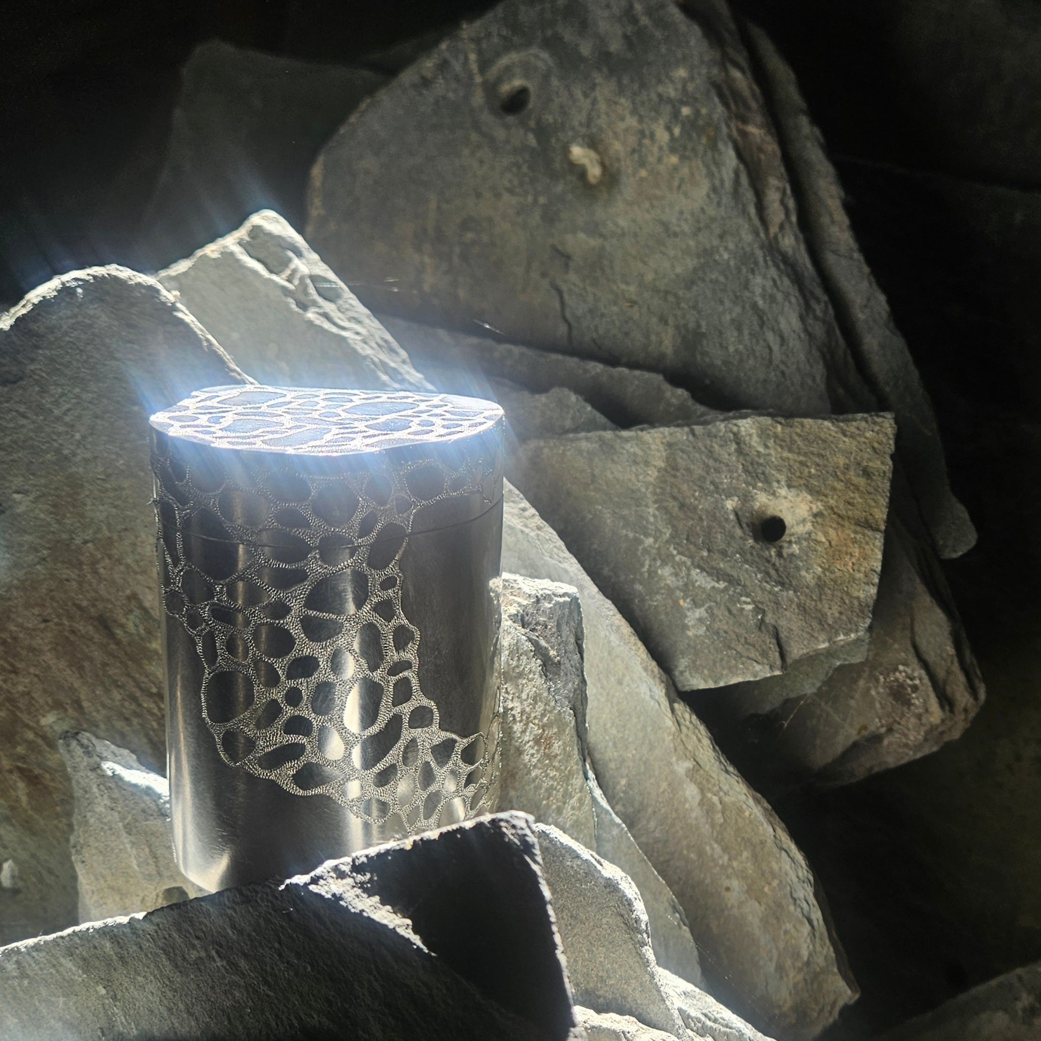 Silver Hand Formed and Engraved Llwybr Llechi Box