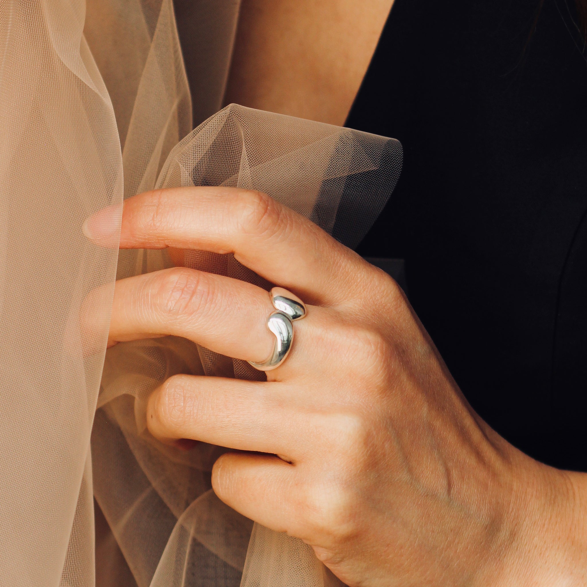 Wax Carved and Cast Sterling Silver In Flow Ring