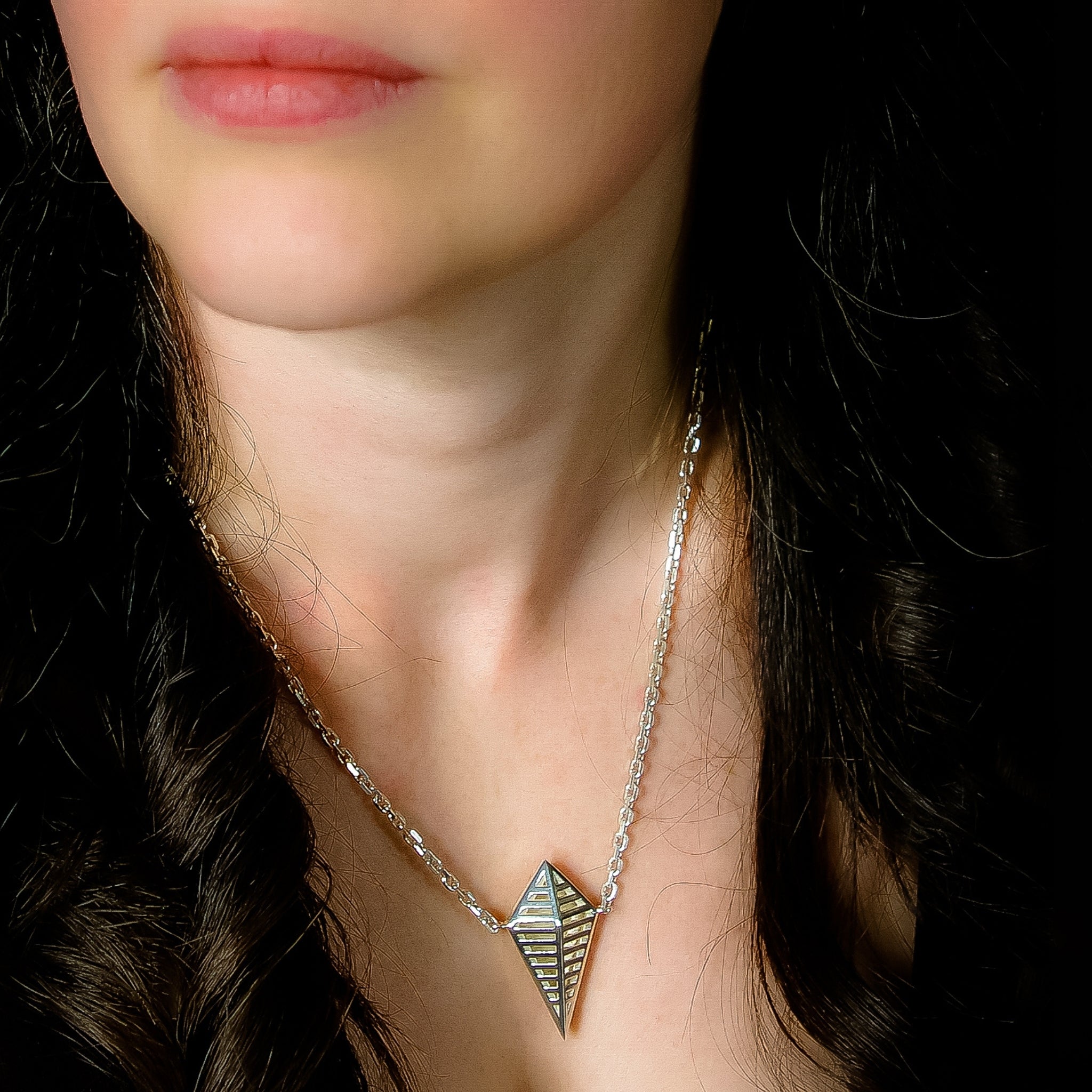 CAD Modelled Sterling Silver Bio Mech Kite Pendant