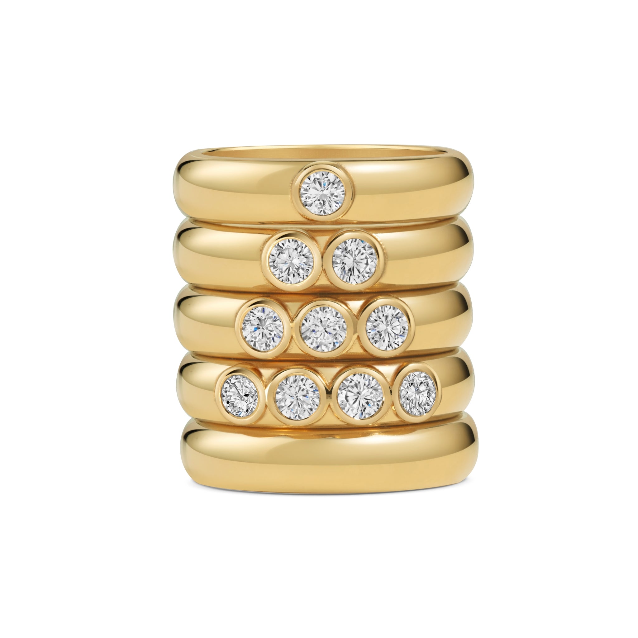 Nia Stacking Rings with Diamonds in 14ct Gold