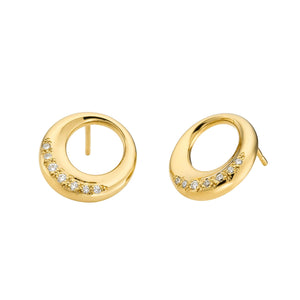 9ct Gold Wave Earrings with Lab Grown Diamonds