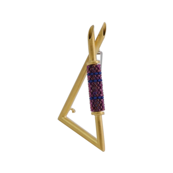 Colourful Oblique Point Brooch in Gold-Plated Brass