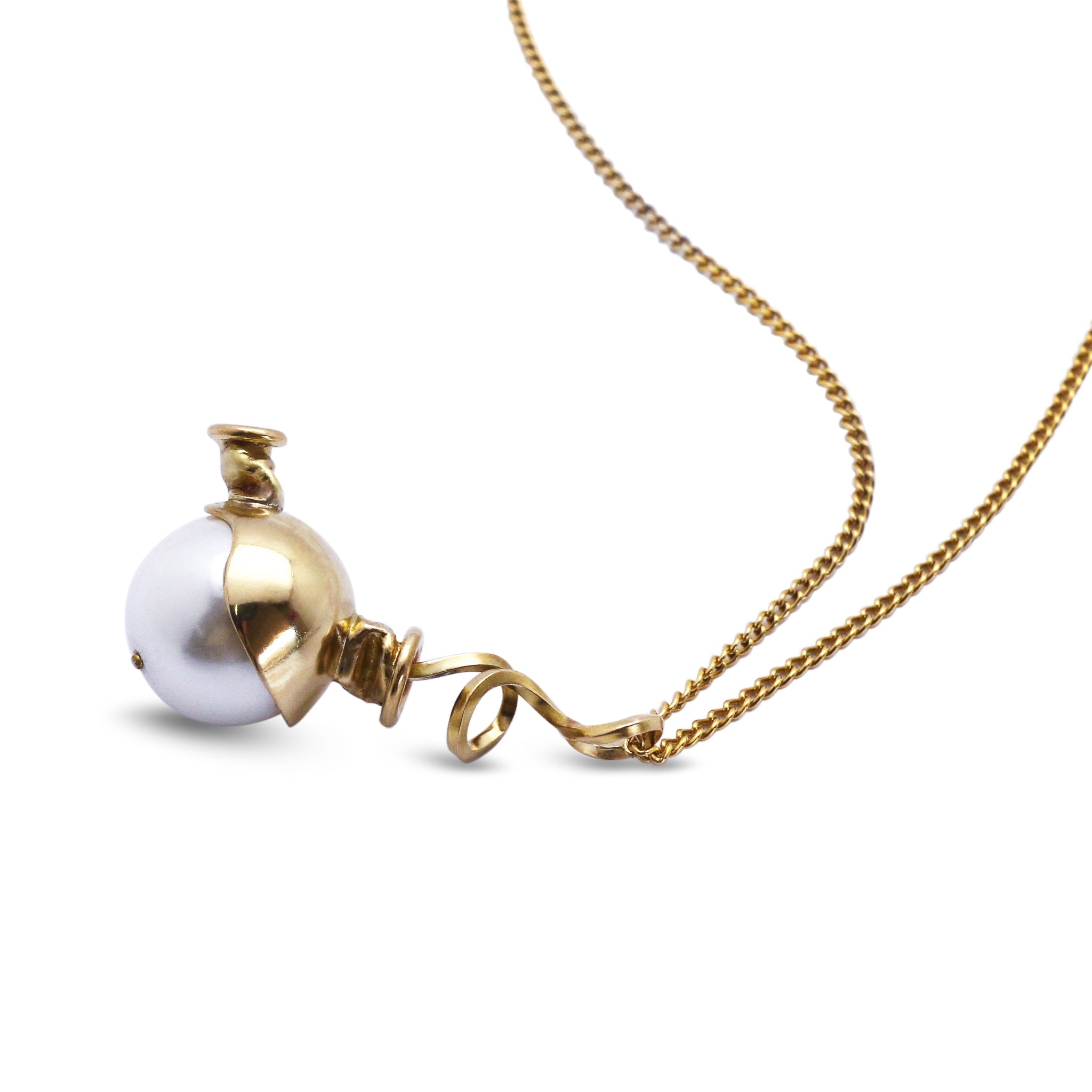 Gold-Plated Brass and Pearl Balloon Monster Necklace