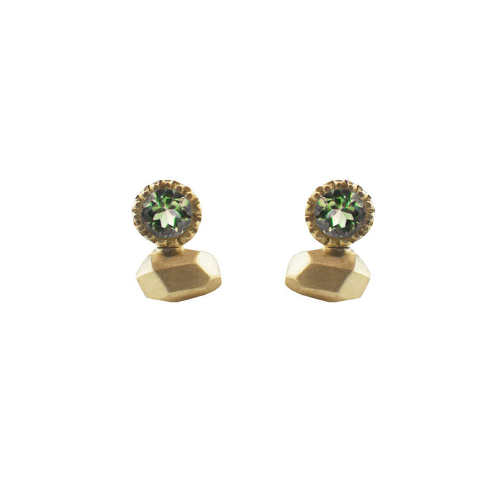 Green Tourmaline Gea Duo Studs in 9ct Yellow Gold