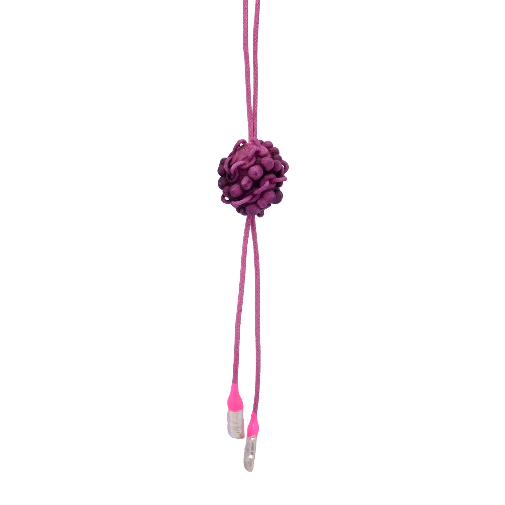 Dark Pink Bolo Tie Pearl Pendant Necklace