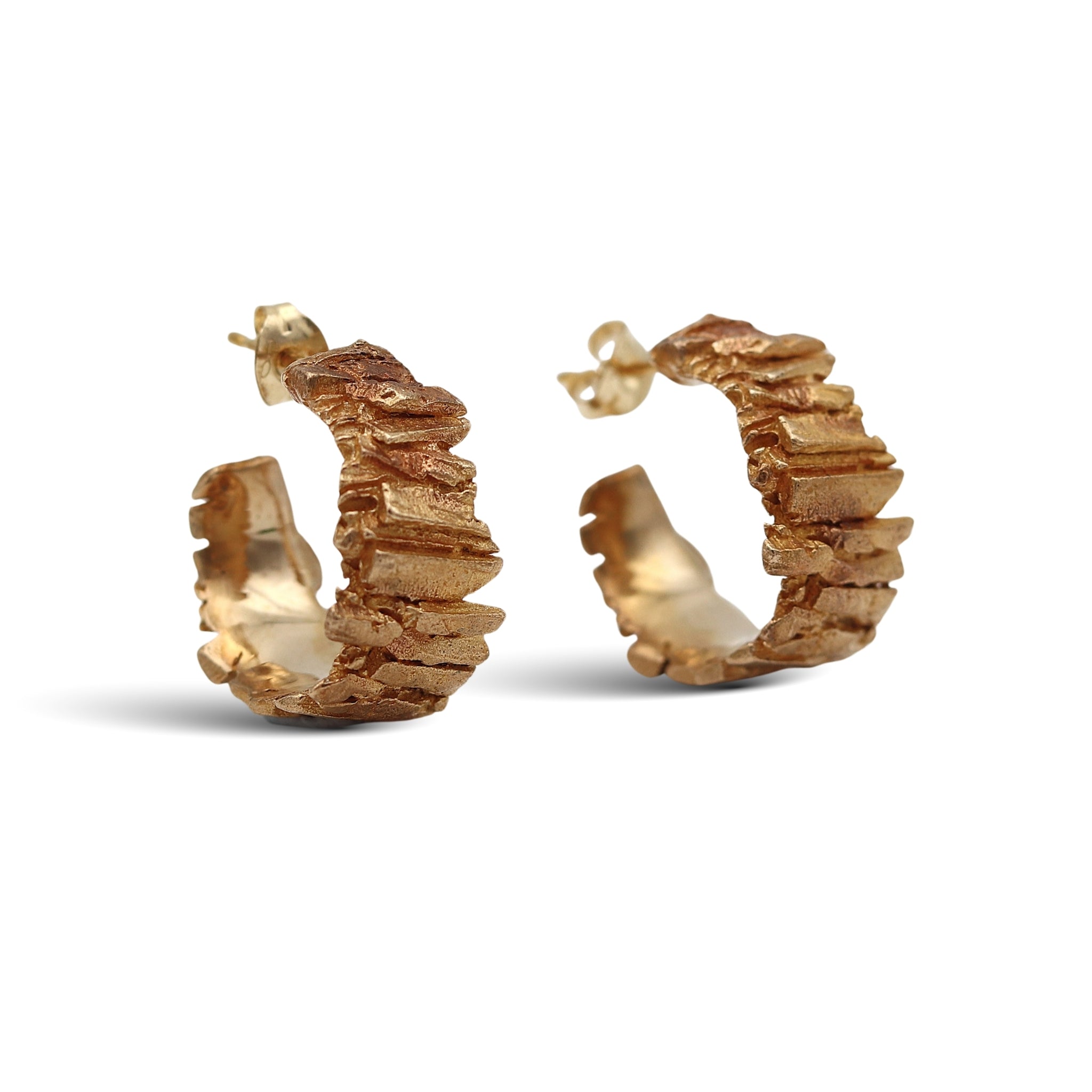 Basalt Cast Hoops in Bronze with 9ct Gold Detailing