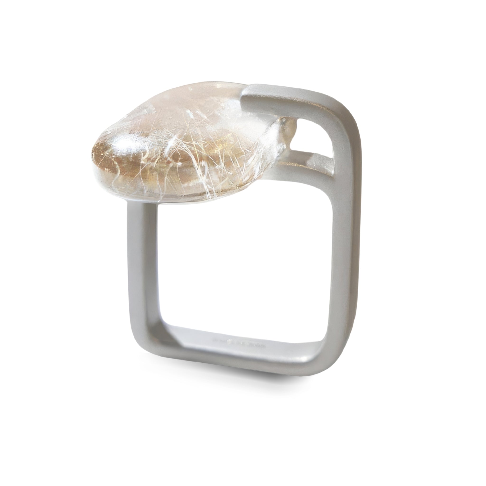 Quartz and Gold-Plated Silver Shimmer Cushion Ring