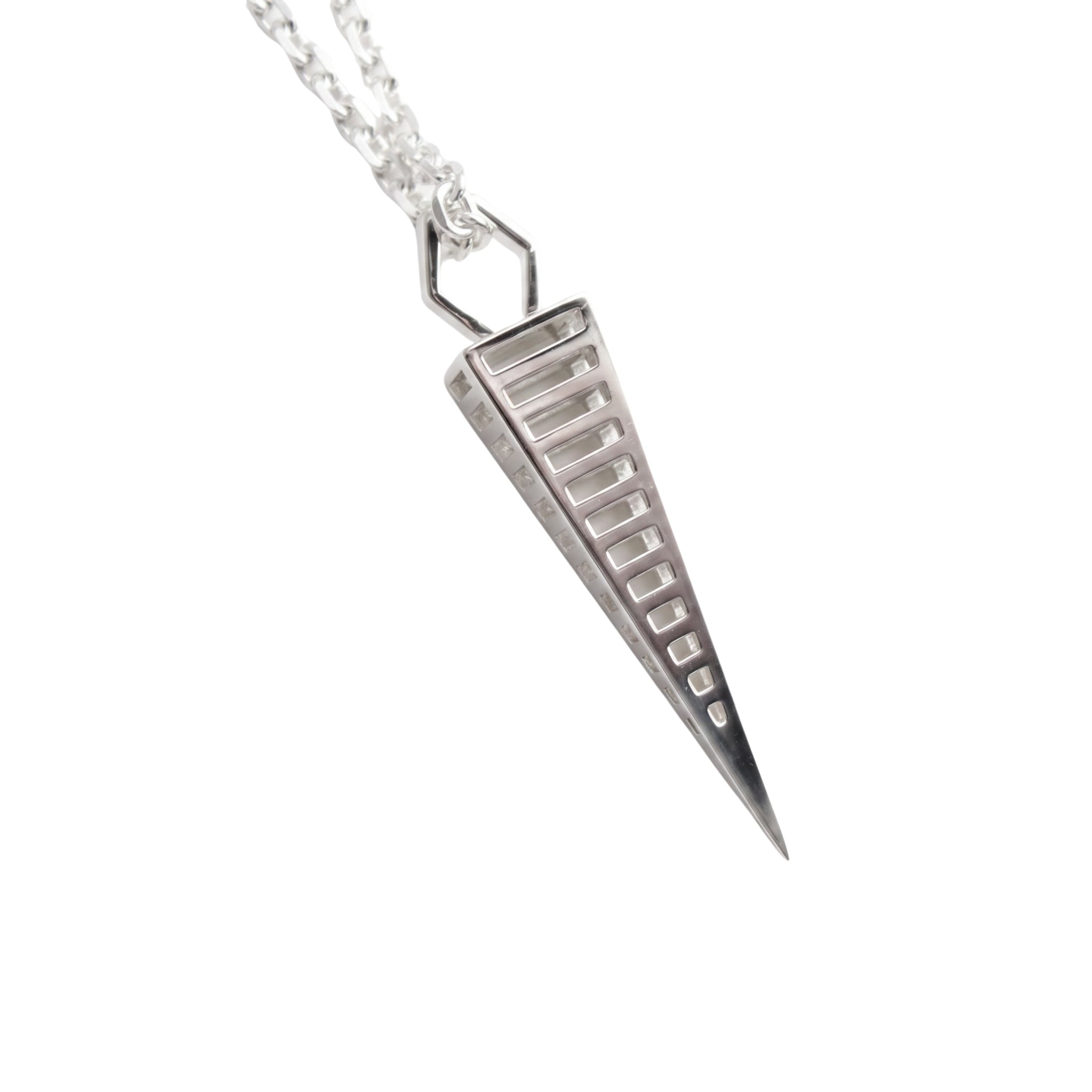 Large Bio Mech Shard Pendant in Sterling Silver