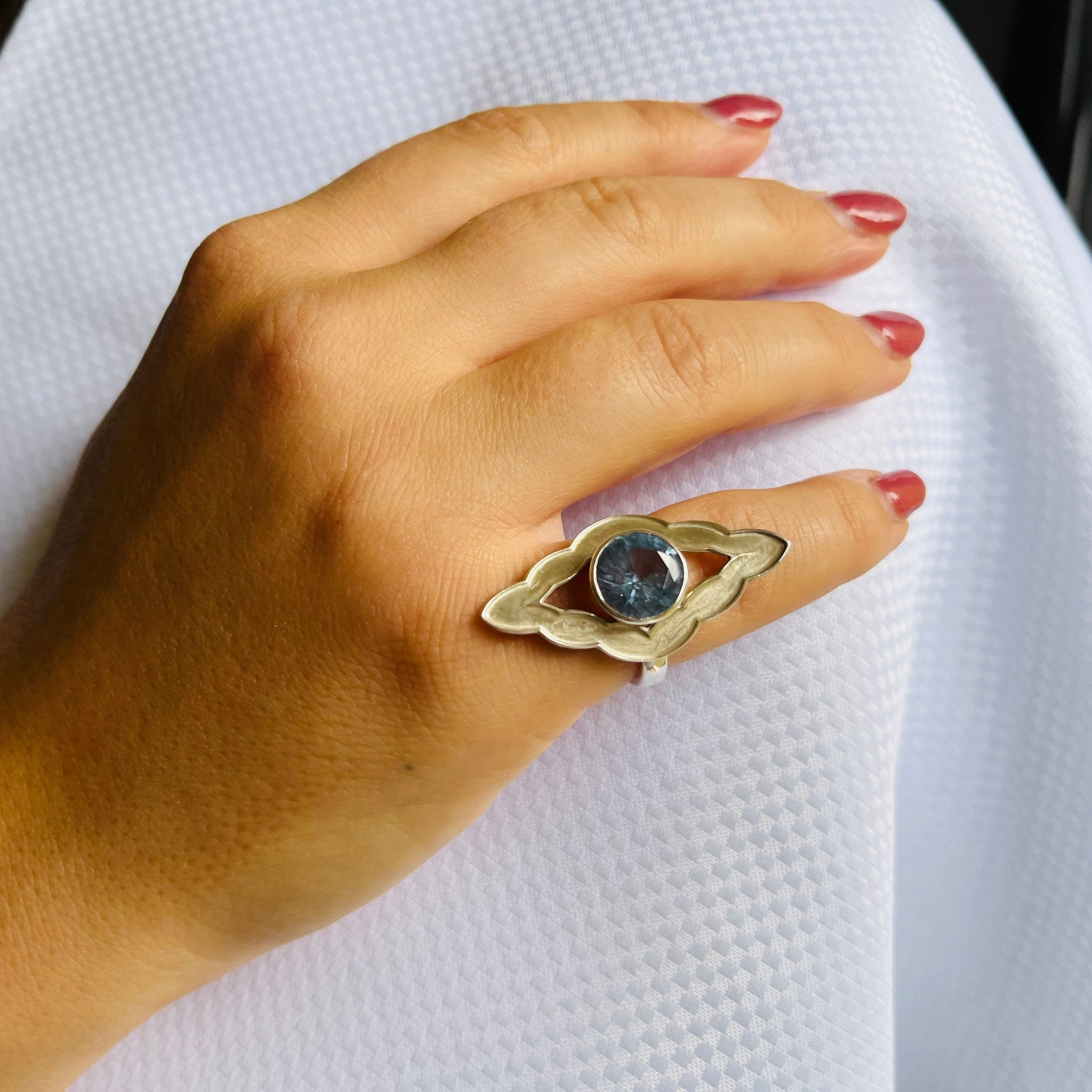 Sterling Silver and Blue Topaz Window of Light Ring