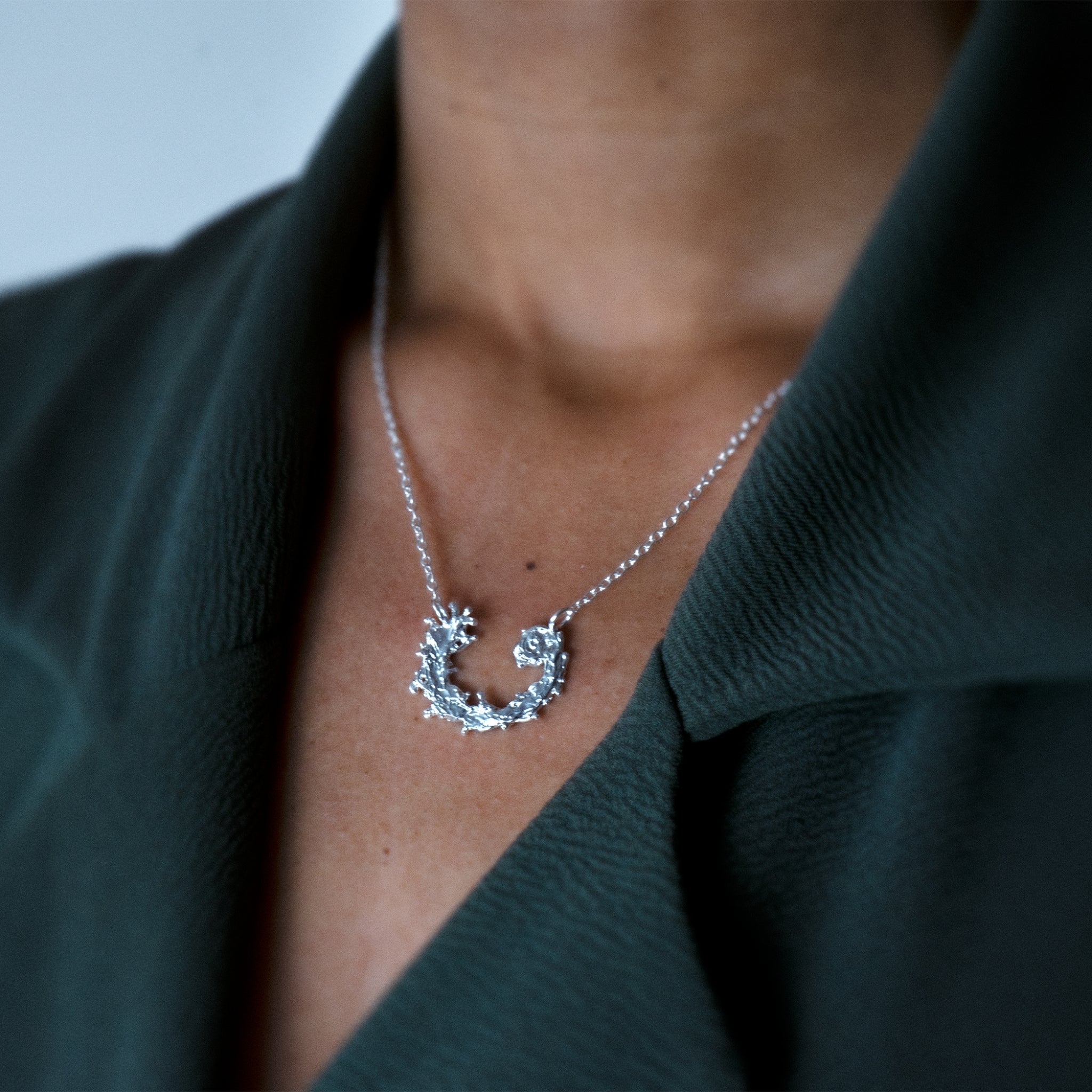 Sterling Silver Turning Tide Pendant Necklace