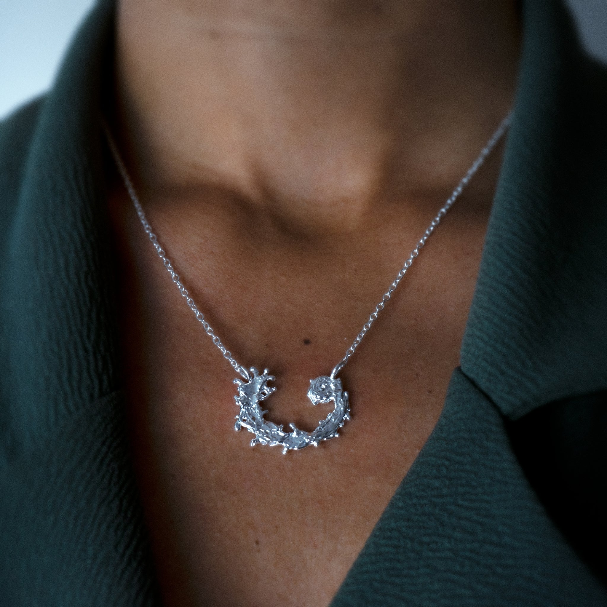 Sterling Silver Turning Tide Pendant Necklace