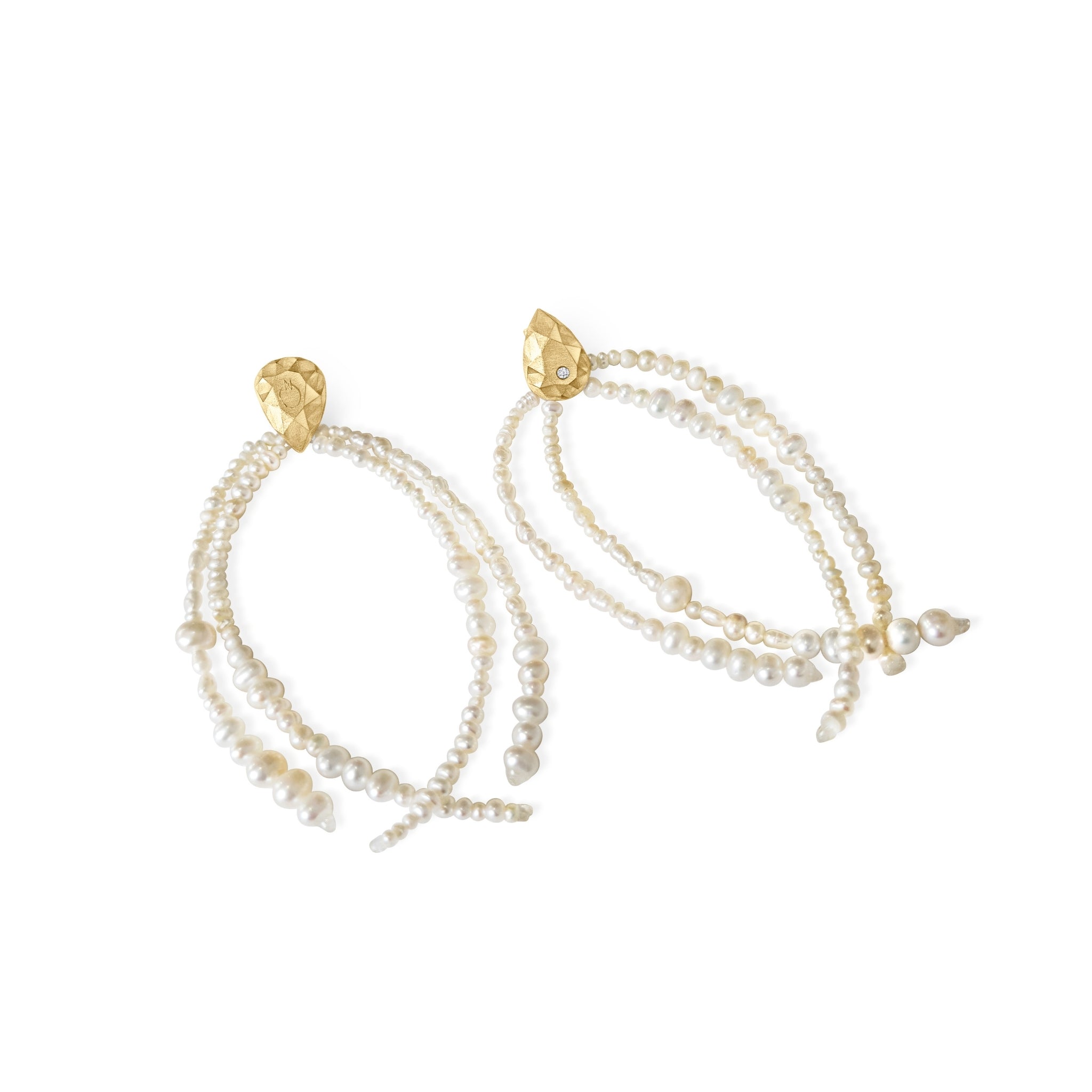 Sterling Silver Pepita & Pearl Strand Earrings