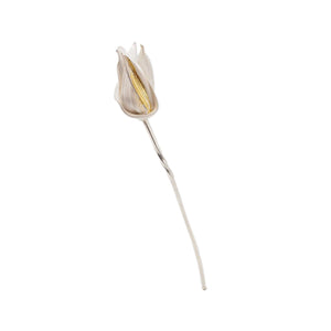 Moonlit Flowers Hair Pin in Silver with 24ct Gold