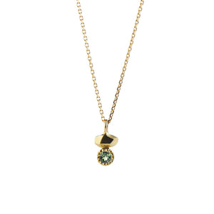 Gea Duo Green Tourmaline 9ct Gold Pendant Necklace